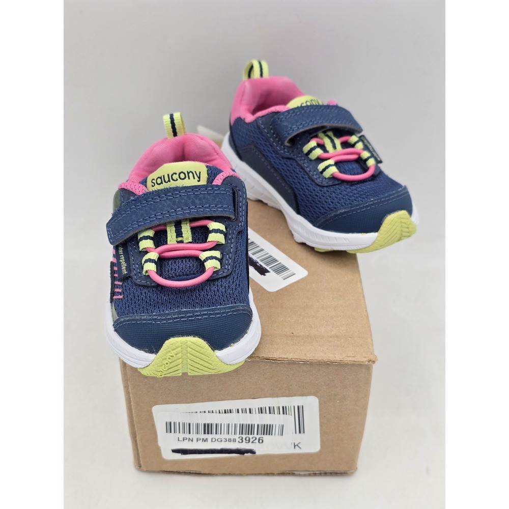 Saucony Wind A/C Pink Green Hook & Loop Running Sneakers‎ Shoes Kids 4M